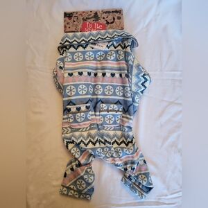NWT Tis The Season Blue Holiday Onesie, Size Medium Christmas Dog Pyjamas